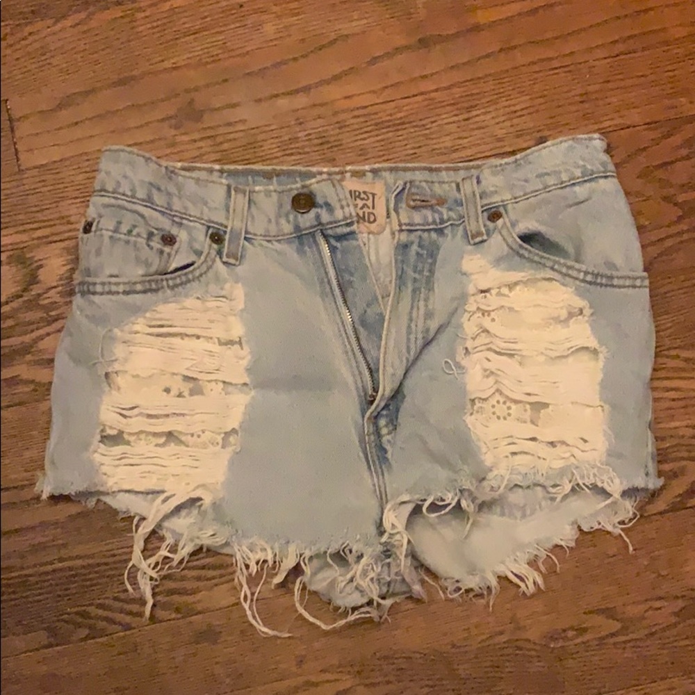 High waisted jean shorts